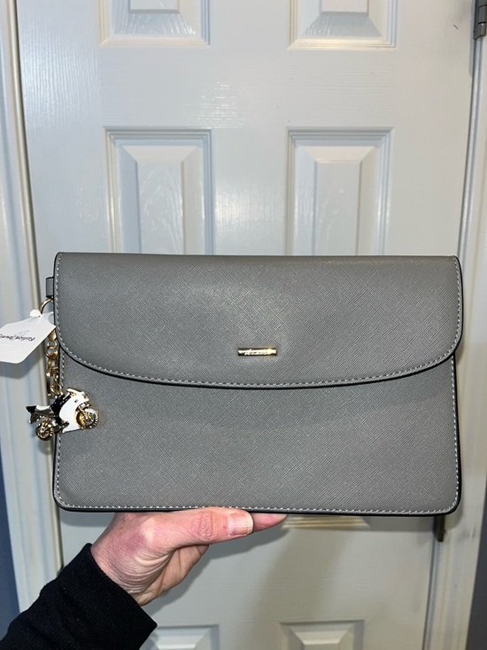 Handbags - Grey Saffiano Crossbody with keychain